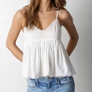 American Eagle GRAY Babydoll Lace Inset Tank